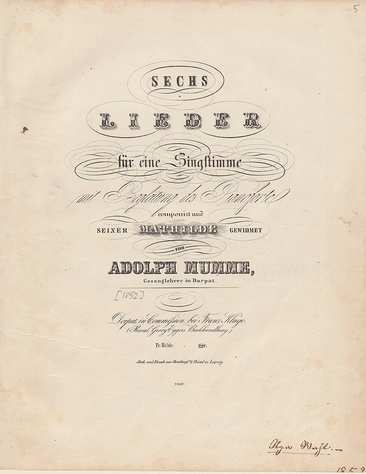 RUDOLPH MUMME TEGEVUSEST TARTU MUUSIKAELUS 1844&ndash;1859